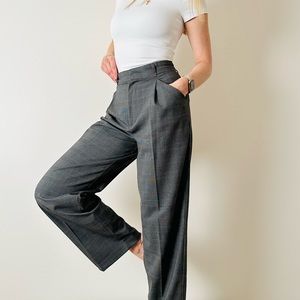 Zara gray high rise plaid front pocket wide leg trousers